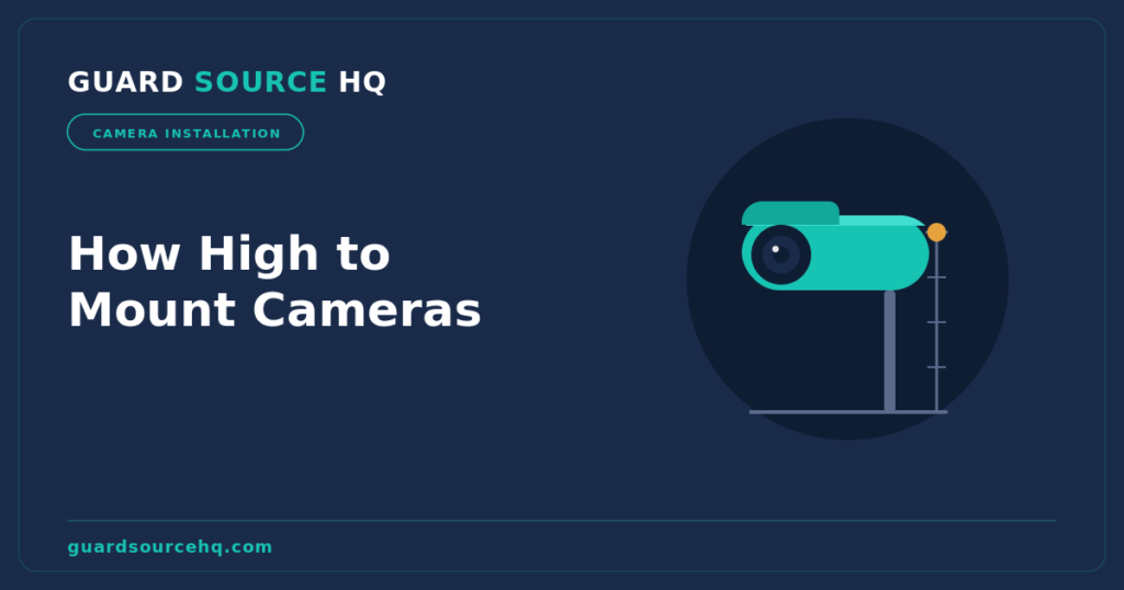 Illustration showing the ideal mounting height band for a security camera on a wall