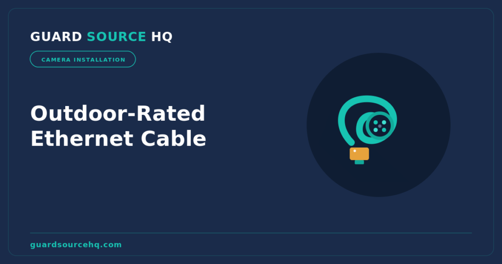 Illustration of outdoor-rated Ethernet cable with a jacket cross-section showing twisted pairs